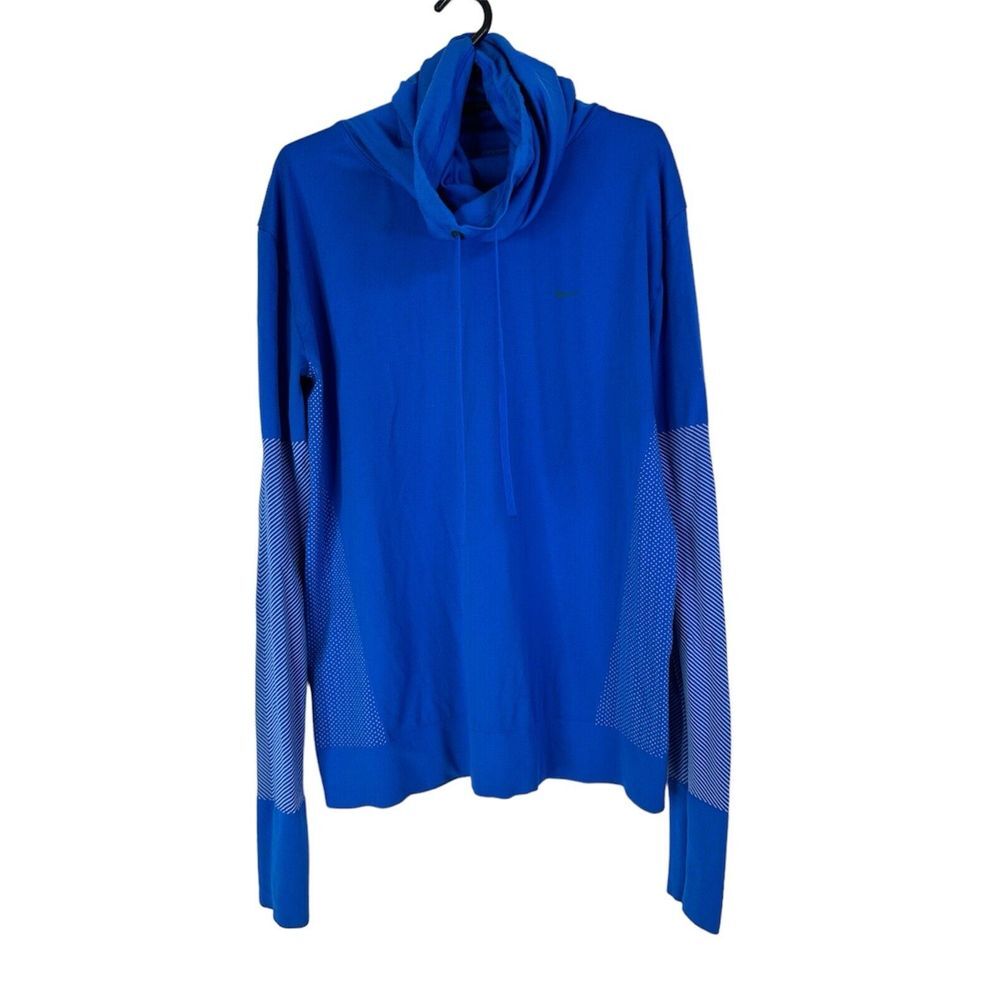 Nike Top Women's Large Dri Fit Long Sleeve Funnel Neck Running Shirt Blue